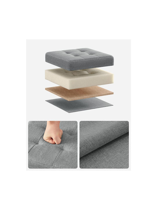 Living Room Stool with Storage Space Upholstered with Gray Fabric 30x30x30cm
