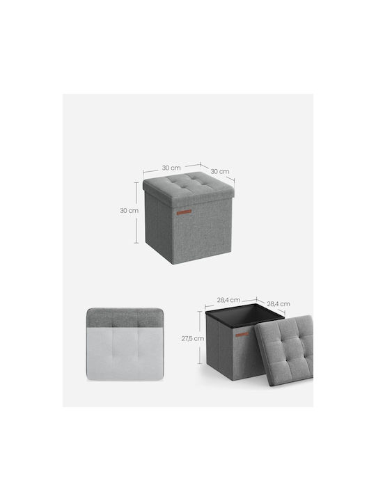 Living Room Stool with Storage Space Upholstered with Gray Fabric 30x30x30cm