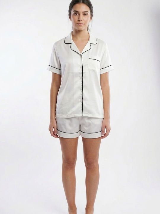 Lovelx Homewear Καλοκαιρινό Γυναικείο Σετ Πιτζάμας Λευκο