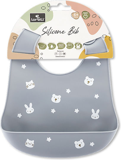 Lorelli Waterproof Bib Silicone with Pocket Natural Grey