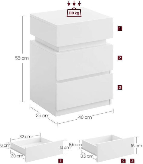Нощни Шкафчета Дървени Бели 2 Бройки 35x40см