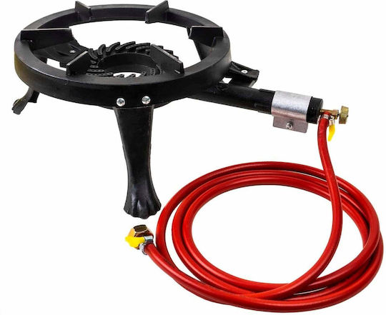 Set Arzător Rotund Fontă Pentru Foc Zts 5442 Diametru 33cm Furtun 2.5m 2 Cleme Conector Butelie Gaz Set 30042