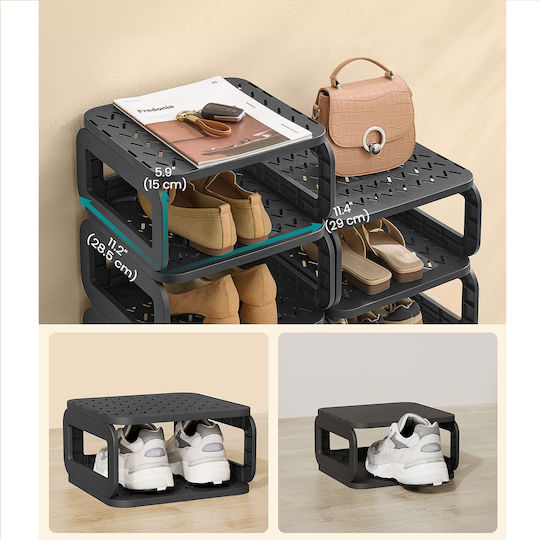 Songmics Plastic Storage Box for Shoes / Clothes in Black Color 10 Pieces