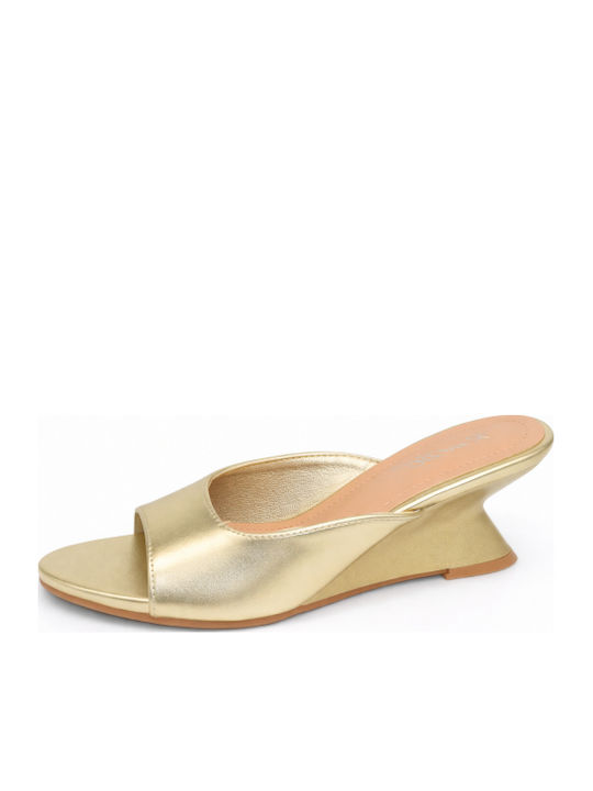 Mules With Chunky High Heel In Gold Colour SP-OR681-26ML-Gold