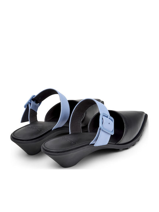 Leather Mules with Heel in Black Colour