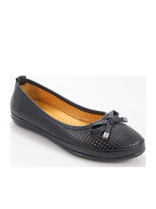 Leather Women's Ballerina Shoes in Green Colour