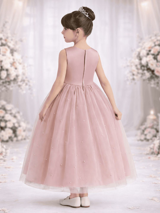 Mädchenkleid Ärmellos Tüll Rosa Sapo Mēlo