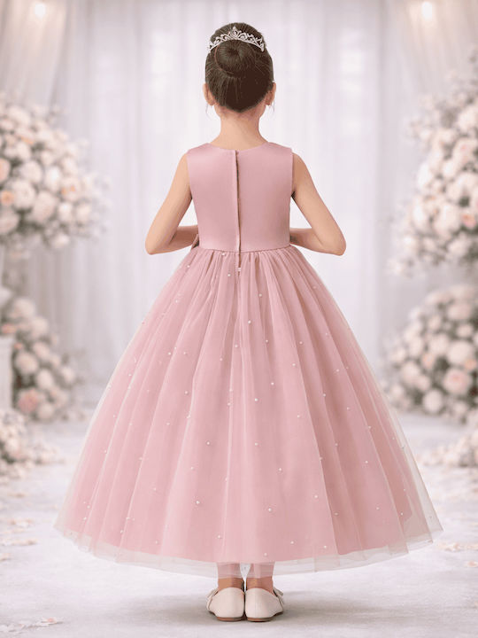 Mädchenkleid Ärmellos Tüll Rosa Sapo Mēlo
