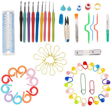 Set De Croșetat XXL Zola 113 Piese 40 Bobine 9 Croșete 2-6 Mm Ace Foarfece Alte Accesorii Multicolore