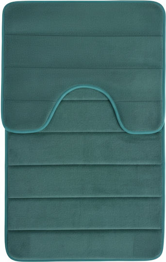 Alista Home Non-Slip Set Bath Mats AT1CT-IM1P-RS1S-DT25025/004 Green 50x80cm 2 Pieces