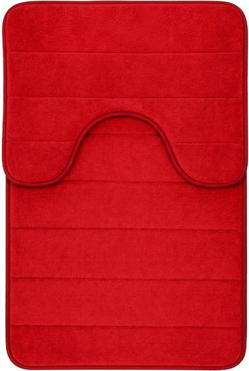 Alista Home Non-Slip Bath Mats Set AT1CT-IM1P-RS1S-DT25025/008 Red 50x80cm 2 Pieces