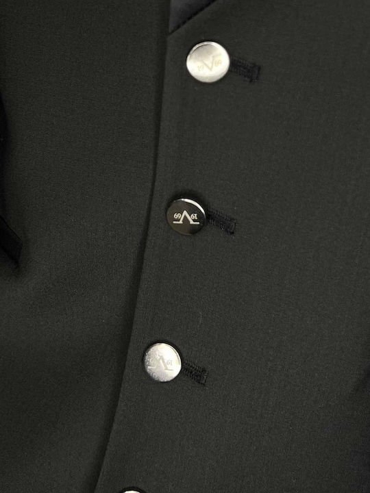 Men's Suit with Vest with Slim Fit Black