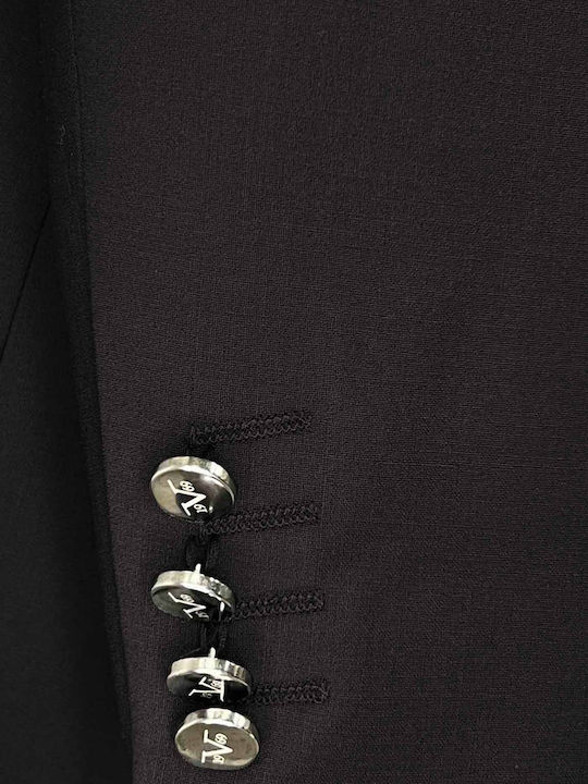 Men's Suit with Vest with Slim Fit Black