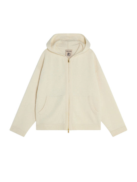 Long Women's Knitted Cardigan Beige