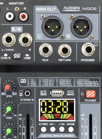 Audien MQ06 Ψηφιακή Κονσόλα 16 Καναλιών με Phantom Power & 16 Εισόδους XLR & Bluetooth