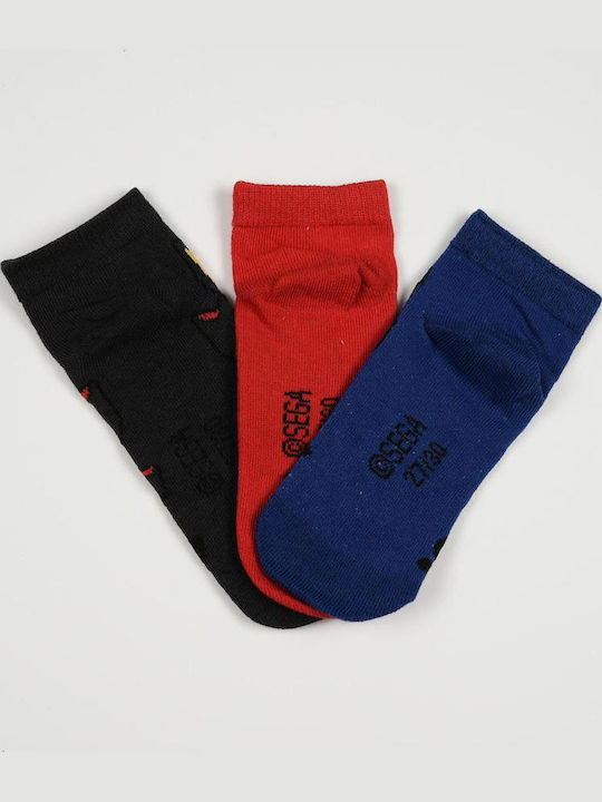 Superheroes Kindersocken Sport Blau-Rot-Grau 3er-Pack
