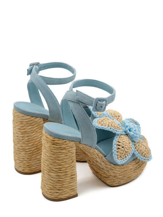 Suede Damen Sandalen Blau
