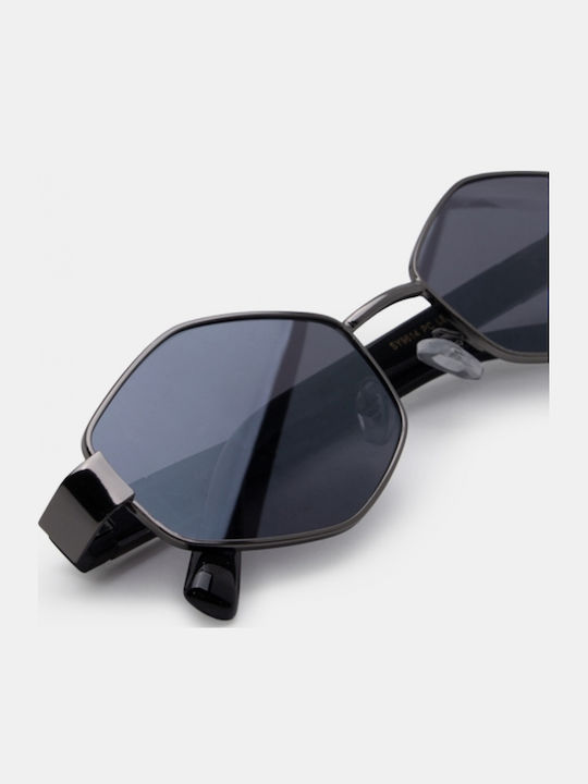 Luigi Unisex Sunglasses with Black Metallic Frame and Black Lens 4863601