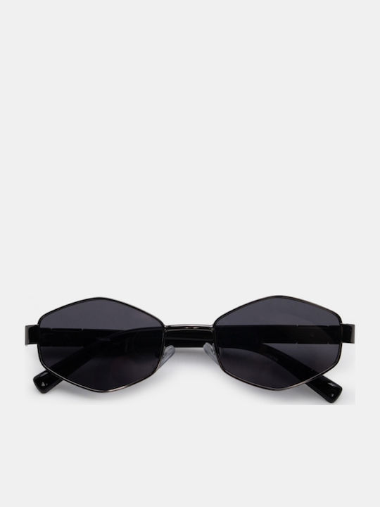 Luigi Unisex Sunglasses with Black Metallic Frame and Black Lens 4863601