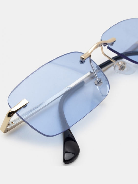 Luigi Ochelari De Soare Unisex Cu Ramă Metalică Auriu Și Lentile Albastru Deschis 4861530