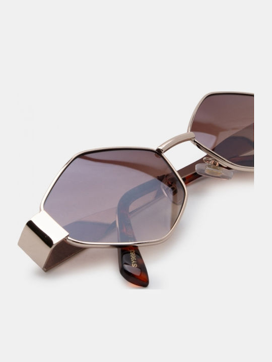 Luigi Ochelari De Soare Unisex Cu Ramă Metalică Auriu Și Lentile Maro 4863814