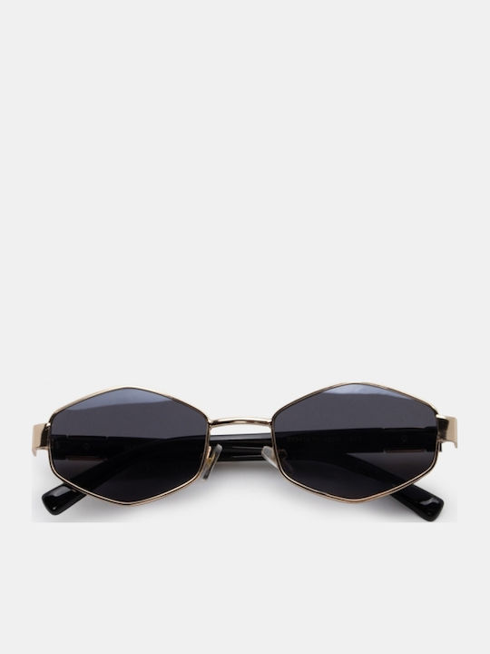 Luigi Unisex Sunglasses with Gold Metallic Frame and Black Lenses 4863609