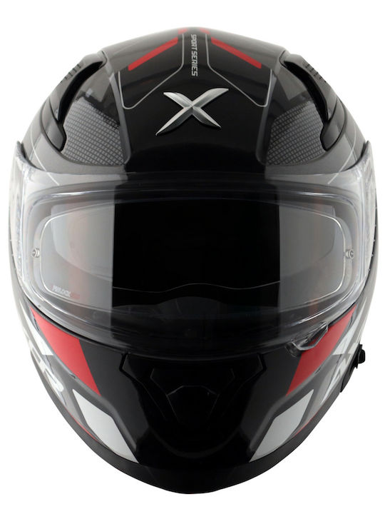 Axor Apex Turbine Black/Red/Grey Motorcycle Helmet Full Face ECE 22.06 1600gr with Pinlock and Sun Visor