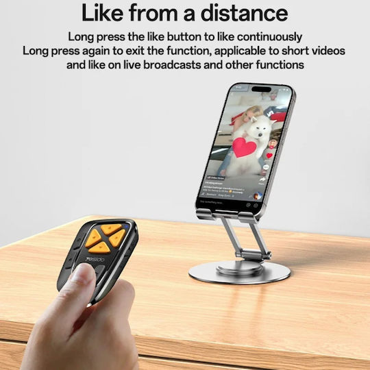 Telecomandă Bluetooth Scroll Social Media Telecomandă Selfie Usb-c 200mah Yesido Negru