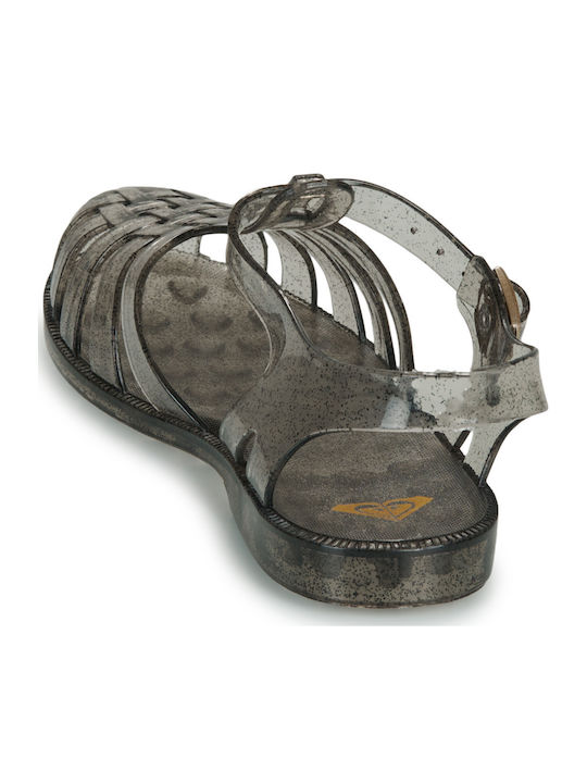 Damen Flache Sandalen Grau