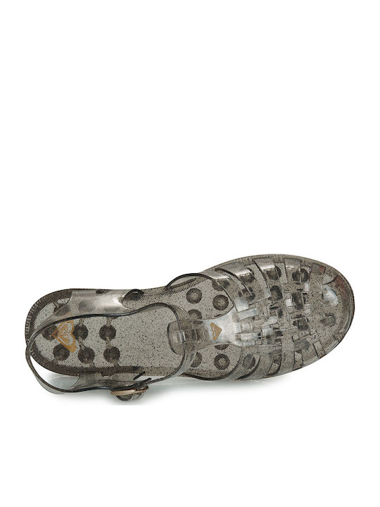 Damen Flache Sandalen Grau
