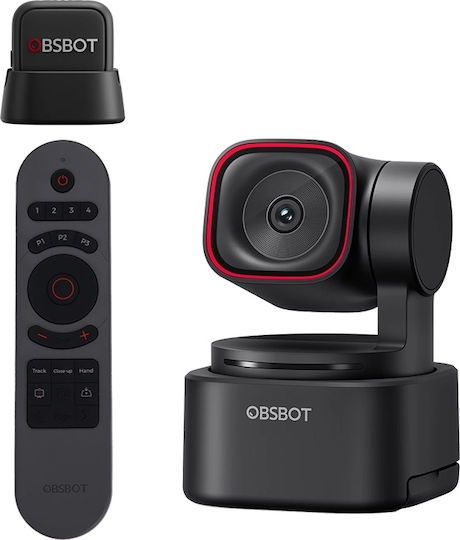 Obsbot Tiny 3 Lite Webcam 48mp 4k@30fps 1080p@120fps Built-in Microphone Ideal Office Ai Tracking Usb 2.0 Remote Control Obsbot Vox Se Microphone Included Gray