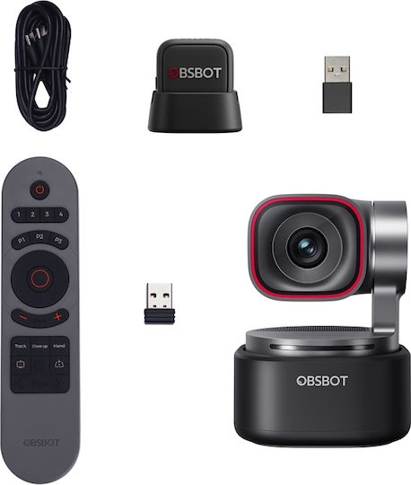 Obsbot Tiny 3 Lite Webcam 48mp 4k@30fps 1080p@120fps Built-in Microphone Ideal Office Ai Tracking Usb 2.0 Remote Control Obsbot Vox Se Microphone Included Gray