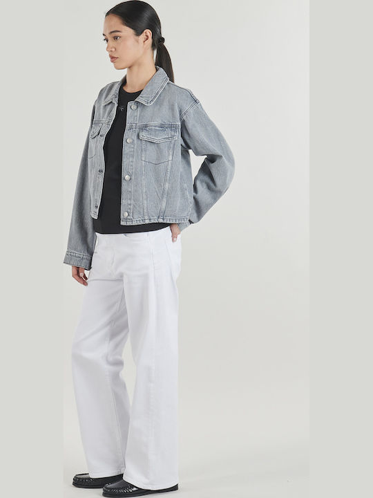 Damen Jean Jacke Grau