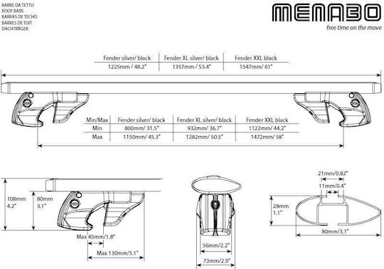 Menabo Bare Transversale Argintii Fender Citroen C5 Mk1 Tourer 2000-2005