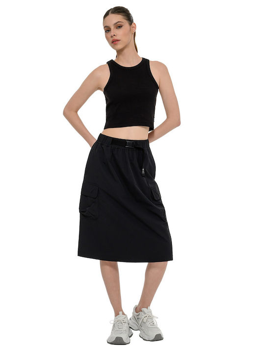 Γυναικείο Αθλητικό Crop Top Αμάνικο Μαυρο
