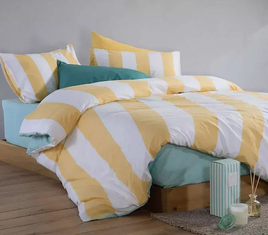Nef-Nef Homeware Casual Double Bed Sheets Set 200x270cm Yellow 4 Pieces