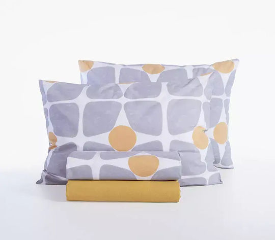 Nef-Nef Homeware Casual Bed Sheet Set With 2 Pillowcases For Single Bed 170x270cm Yellow 3 Pieces