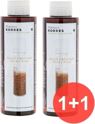 Korres Πρωτεϊνες Ρυζιού & Τίλιο Σαμπουάν Όγκου για Λεπτά Μαλλιά 2x250ml