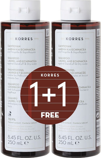 Korres Daphne & Echinacea Shampoos Against Dandruff & Dry Scalp 2x250ml