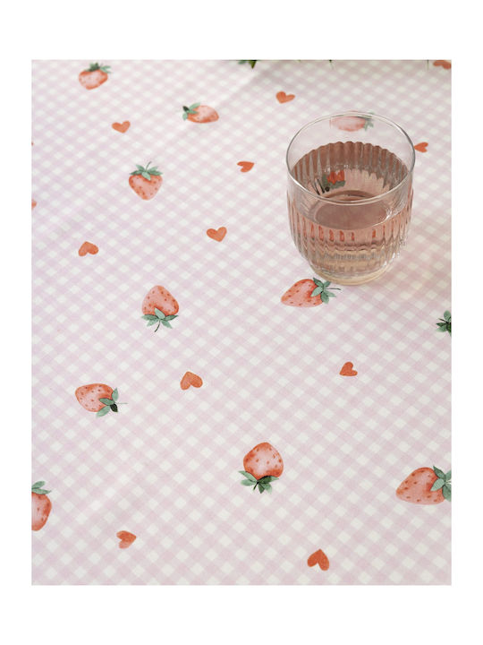 Nima Baumwollene Kariert Tischdecke Strawberry Love 85x85cm