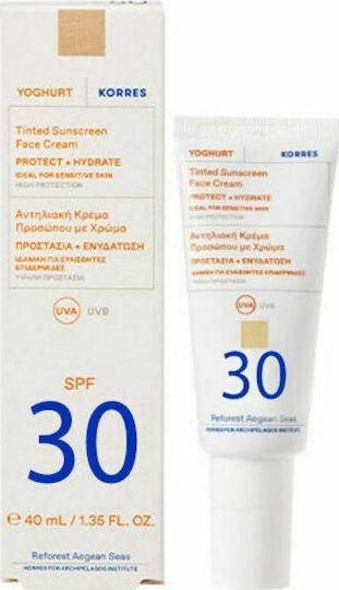 Korres Yoghurt Водоустойчив Слънцезащитен Крем За Лице SPF30 С Оцветен 40ml