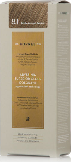 Korres Abyssinia Superior Gloss Colorant Βαφή Μαλλιών Χωρίς Αμμωνία 8.1 Ξανθό Ανοιχτό Σαντρέ 50ml