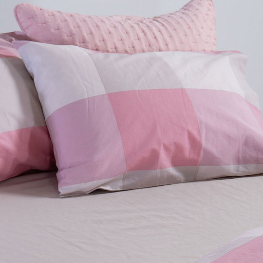 Nef-Nef Homeware Bamb.casual Check Калъфка за възглавница с лента Розова 52x72 см