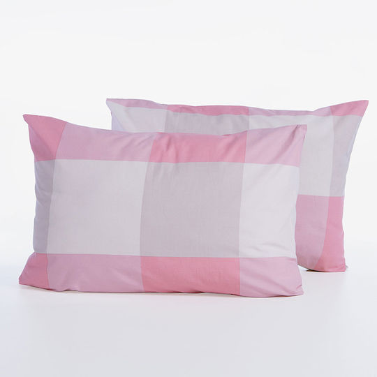 Nef-Nef Homeware Bamb.casual Check Калъфка за възглавница с лента Розова 52x72 см