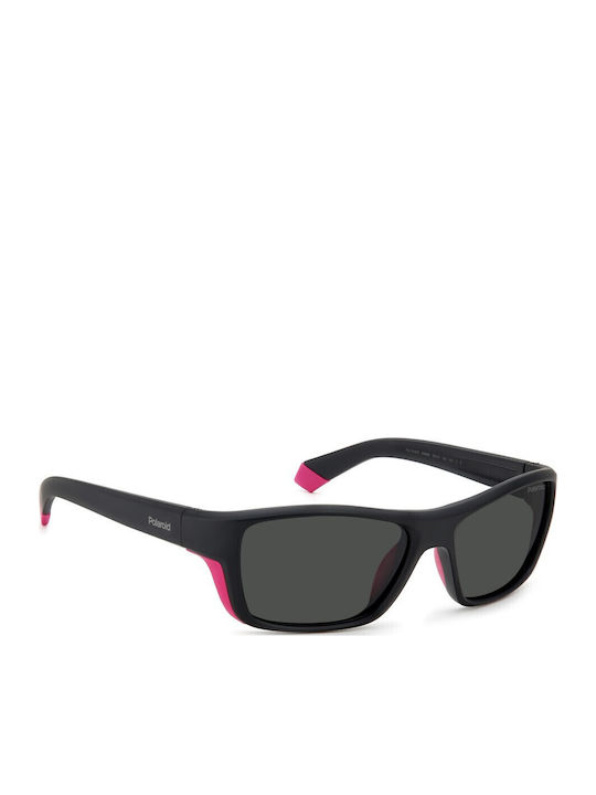 Polaroid Men's Sunglasses with Black Horn-Rimmed Frame and Grey Lens PLD7046/S 3MR/M9