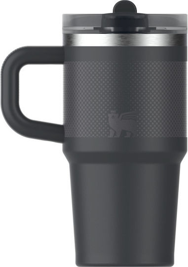 Stanley Protour Flip Handled Tumbler Thermos Stainless Steel BPA Free 600ml Black Fade with Straw and Handle