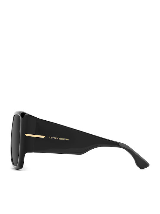 Victoria Beckham Unisex Sonnenbrillen mit Schwarzem Horn umrandetem Rahmen und schwarzen Gläsern