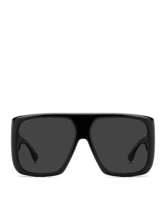Victoria Beckham Unisex Sonnenbrillen mit Schwarzem Horn umrandetem Rahmen und schwarzen Gläsern