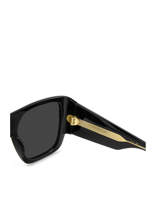 Victoria Beckham Unisex Sonnenbrillen mit Schwarzem Horn umrandetem Rahmen und schwarzen Gläsern