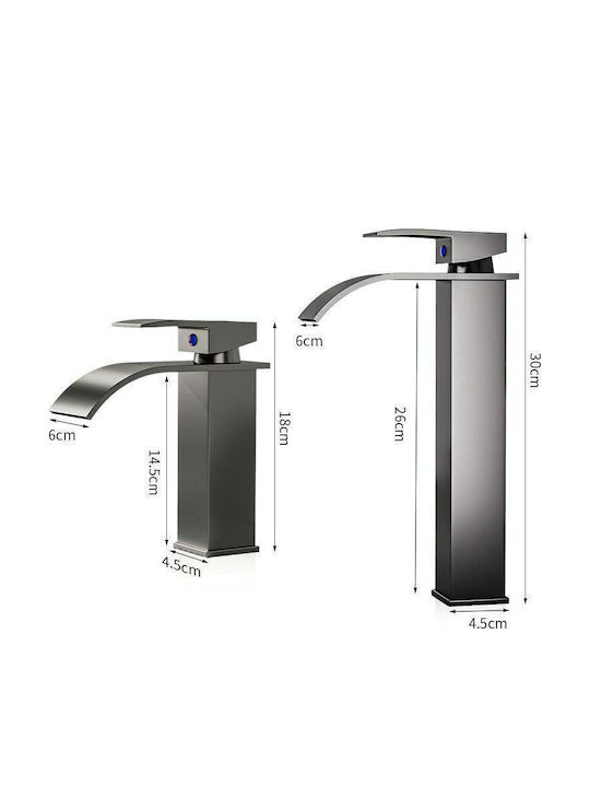 Mixing Sink Faucet Waterfall Tall Gray